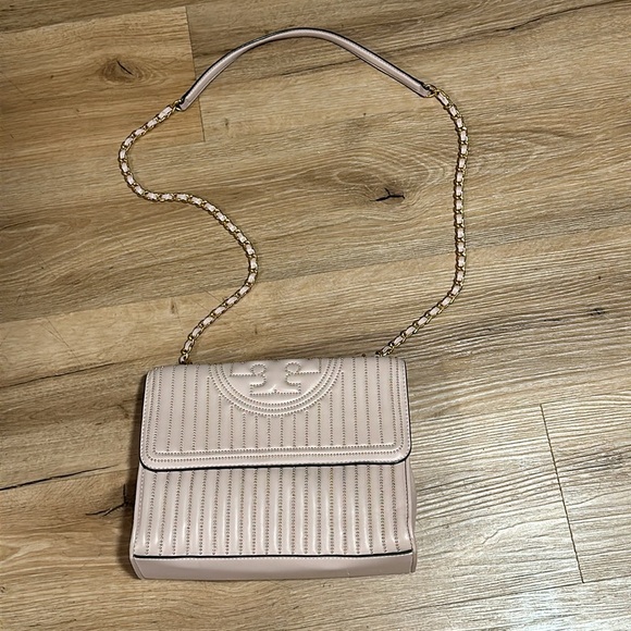 Tory Burch Stud Fleming Convertible 2 way purse bag pale pink w gold - Picture 4 of 15